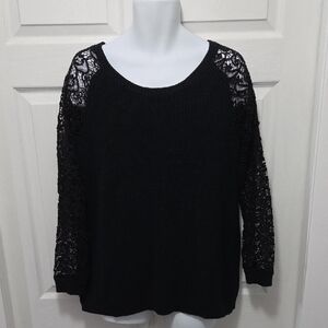 Yessica XL Black Lace Sleeve Women's Sweater